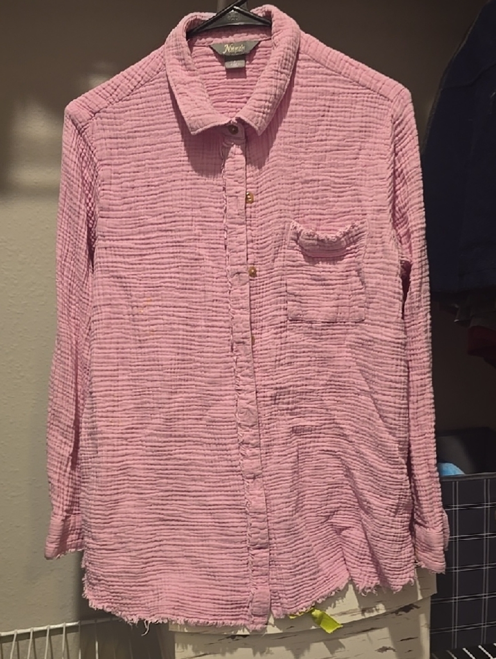 Natural Reflections Pink Button-Down Textured Shirt